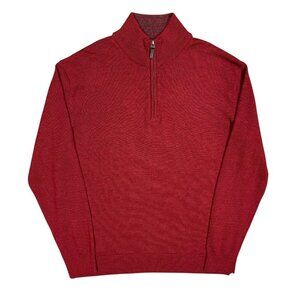 NWOT UNTUCKit 100% Extra Fine Merino Wool 1/4 Zip Knit Sweater Red Medium